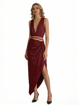 Sexy Spaghetti Straps V-Neck Stretchy Crepe Mermaid Evening Gowns For Women