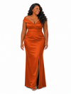 ChicSew Off Shoulder V-Neck Beading Mermaid Soft Satin Long Bridesmaid Dresses