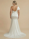 One Shoulder Satin Mermaid Ruched Maxi Long Bridal Gowns Online