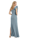 Chicsew Mother of The Groom Dress One Shoulder Side Slit Mermaid Ruffled Trumpet Maxi Gown