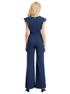 Elegant V-Neck Cap Sleeves Chiffon Women's Jumpsuit For Mother Of The Bride