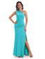 Sexy Side Slit One Shoulder Soft Satin Mermaid Floor Length Bridesmaid Dresses Gown In Stock