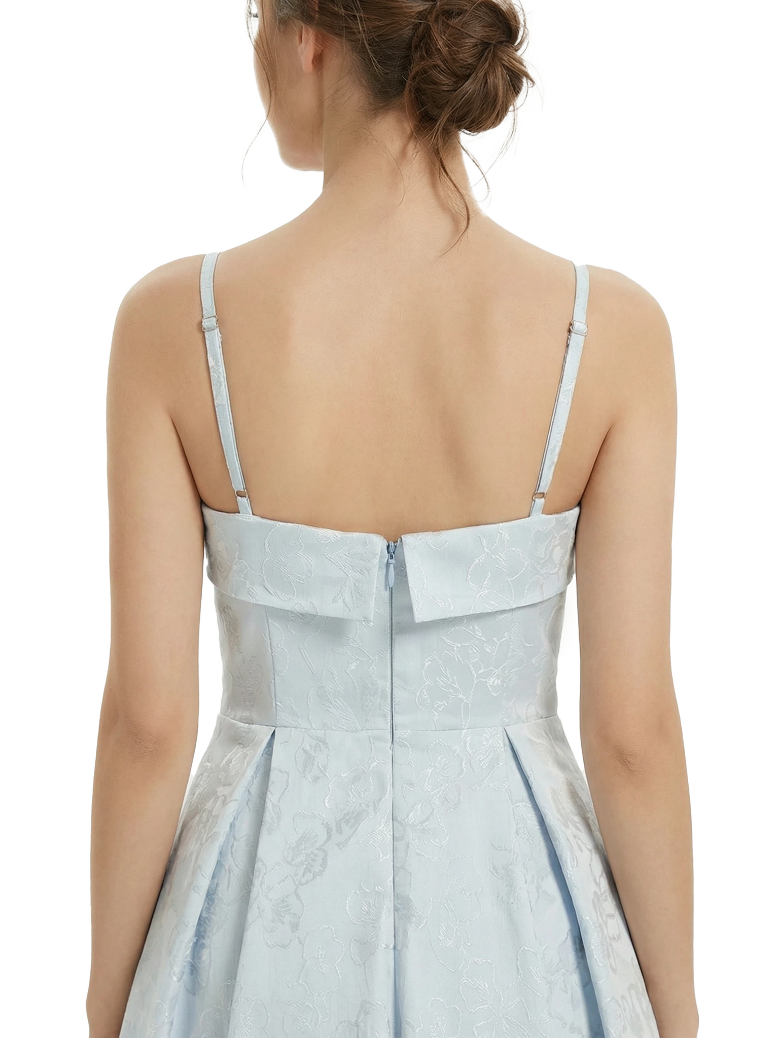 ChicSew Fancy Jacquard Satin Spaghetti Straps A-Line Midi Formal Evening Dresses