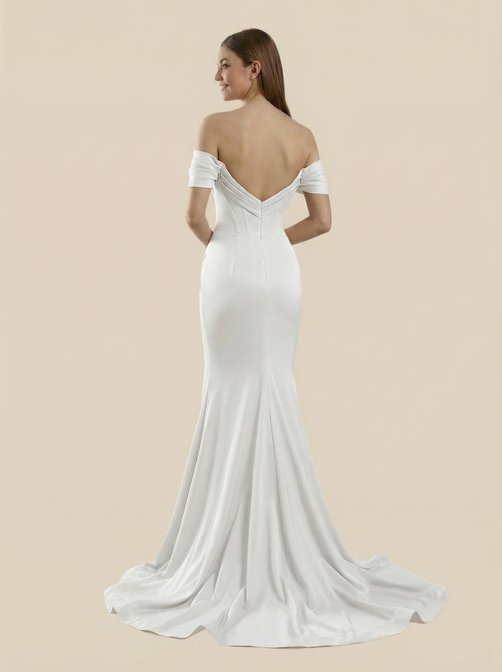 Mermaid Off Shoulder Side Slit Maxi Long Sequin Wedding Dresses Online