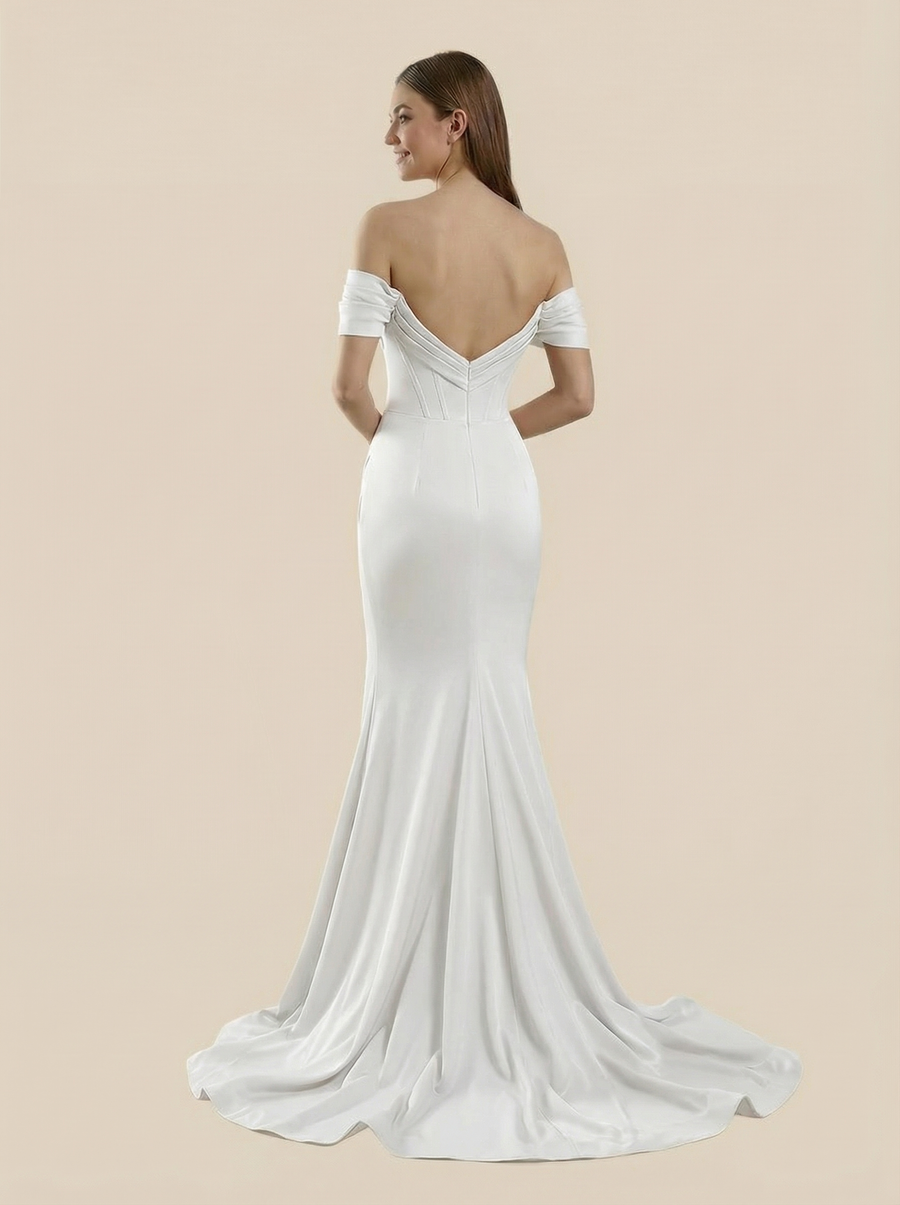 Mermaid Off Shoulder Side Slit Maxi Long Sequin Wedding Dresses Online