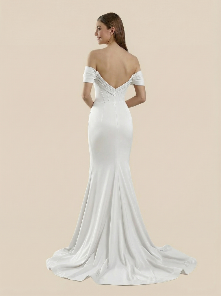 Mermaid Off Shoulder Side Slit Maxi Long Sequin Wedding Dresses Online