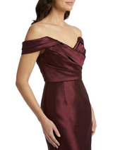 ChicSew Classy Off Shoulder Tea Length Satin Cocktail Dress Mother Of The Groom Gowns