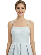 ChicSew Fancy Jacquard Satin Spaghetti Straps A-Line Midi Formal Evening Dresses