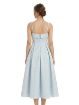 ChicSew Fancy Jacquard Satin Spaghetti Straps A-Line Midi Formal Evening Dresses