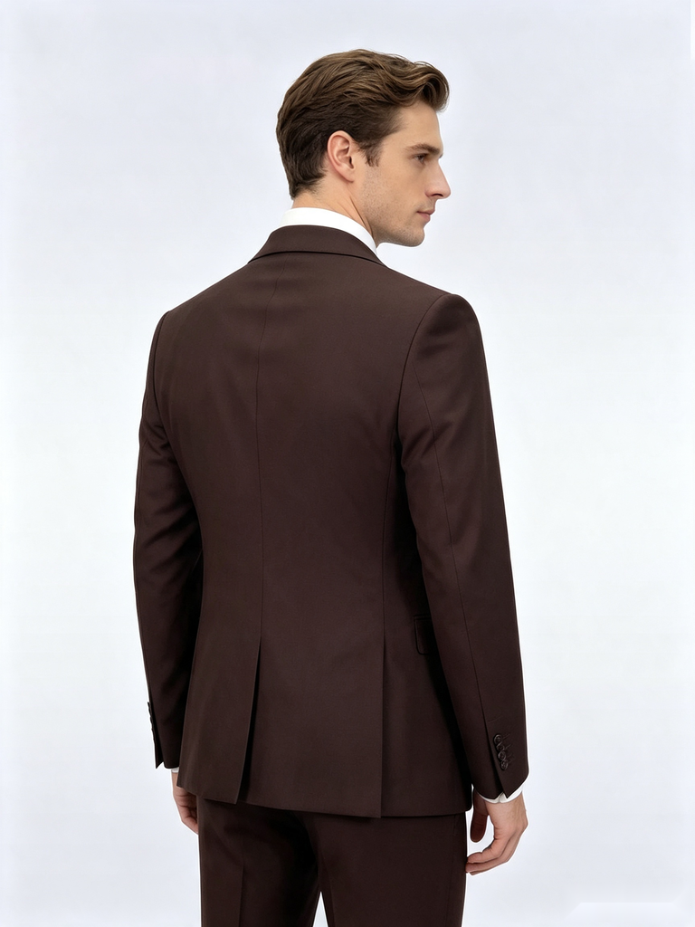 Classic 1 Piece Brown Men's Suit with Regular Fit and Sophisticated Peak Lapel