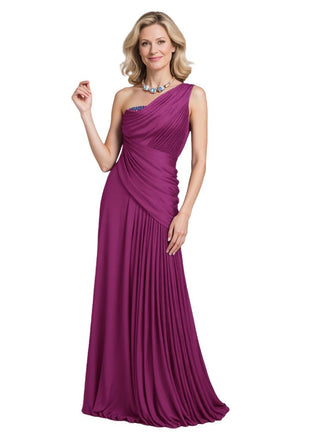 Elegant Soft Satin One Shoulder Sleeveless Mermaid Long Mother of the Bride Dresses