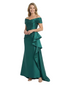 Chicsew Elegant Silky Satin Off Shoulder Ruched Ruffle Satin Mermaid Maxi Mother of The Groom Dress
