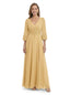 ChicSew Sophisticated V-Neck Long Sleeves Chiffon Gown A-Line Mother Of The Bride Dresses With Applique