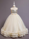 Flower Girls Cute Sequin Top A-line Tulle Princess Gown for Wedding Kids Guest Dress