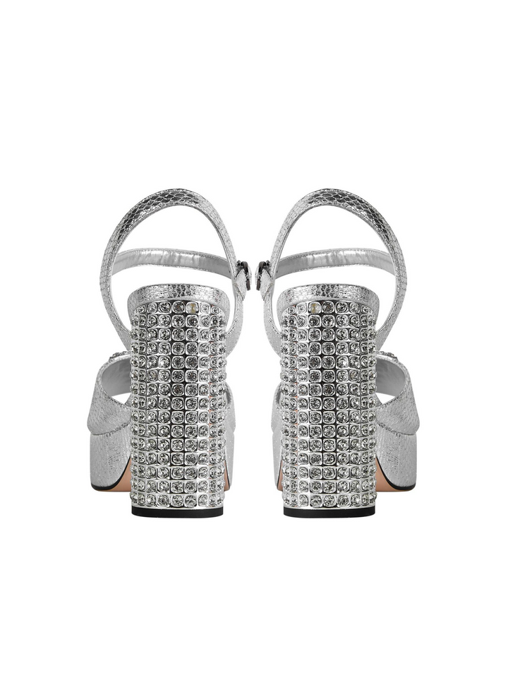 Womens Platform Rhinestones Satin Wedding Shoes High Heel Party Evening Sandals