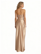 Sexy Sweetheart Silky Satin Side Slit Mermaid Long Formal Evening Dresses For Ladies