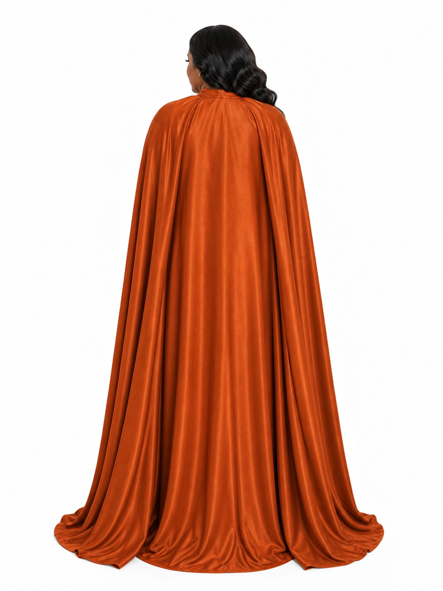 ChicSew Sweetheart Ruched Mermaid Soft Satin Floor-Length Bridesmaid Dresses With Long Cape
