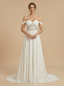 Off Shoulder Lace And Chiffon A-Line Maxi Long Bridal Wedding Dresses Online