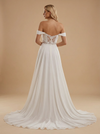 Off Shoulder Lace And Chiffon A-Line Maxi Long Bridal Wedding Dresses Online