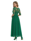Elegant V-Neck Lace Long Sleeves A-Line Chiffon Maxi Mother Of The Bride Dresses