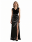 Elegant Velvet And Soft Satin V-Neck Mermaid Side Slit Long Evening Dresses For Women