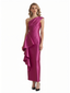 Sexy One Shoulder Silky Satin Ruffle Sheath Ankle-Length Formal Evening Gowns For Women