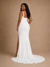 ChicSew Elegant Crepe Square Neck Sleeveless Mermaid Side Slit Long Wedding Dress