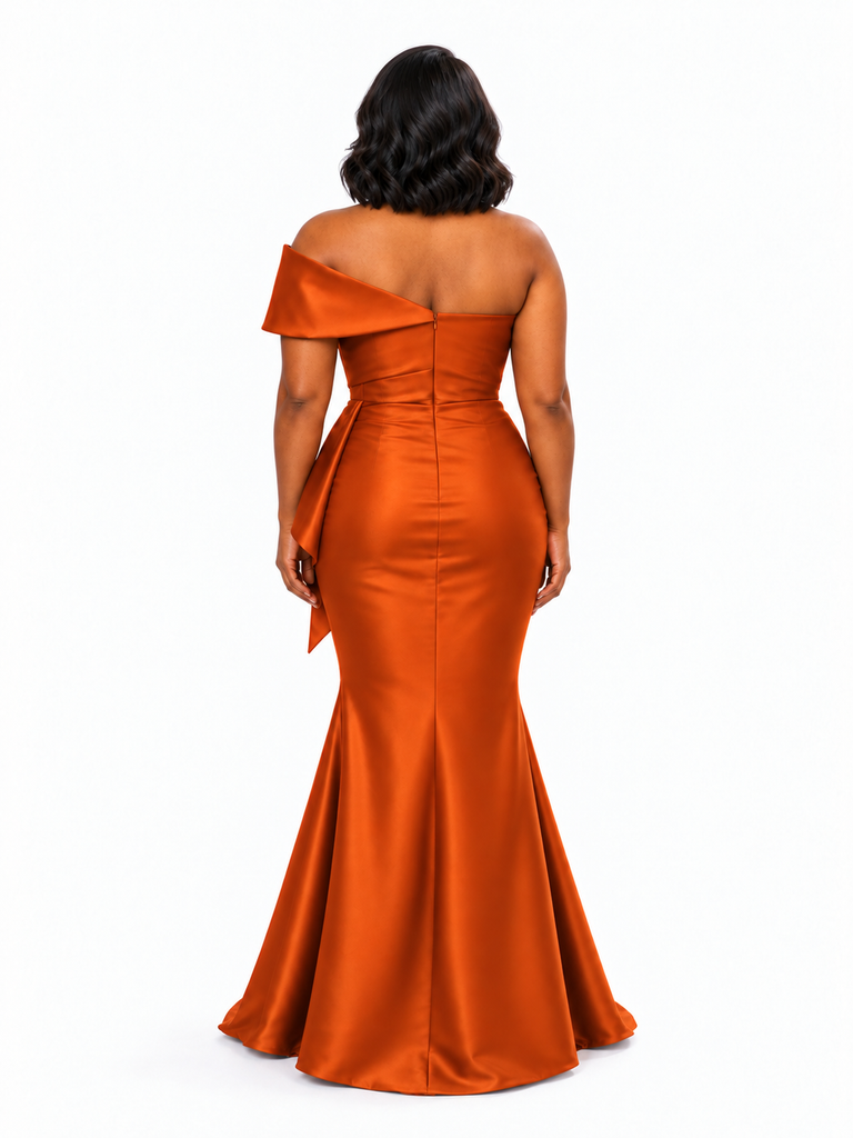 ChicSew Sexy Off Shoulder Mermaid Soft Satin Long Bridesmaid Dresses With Ruffle