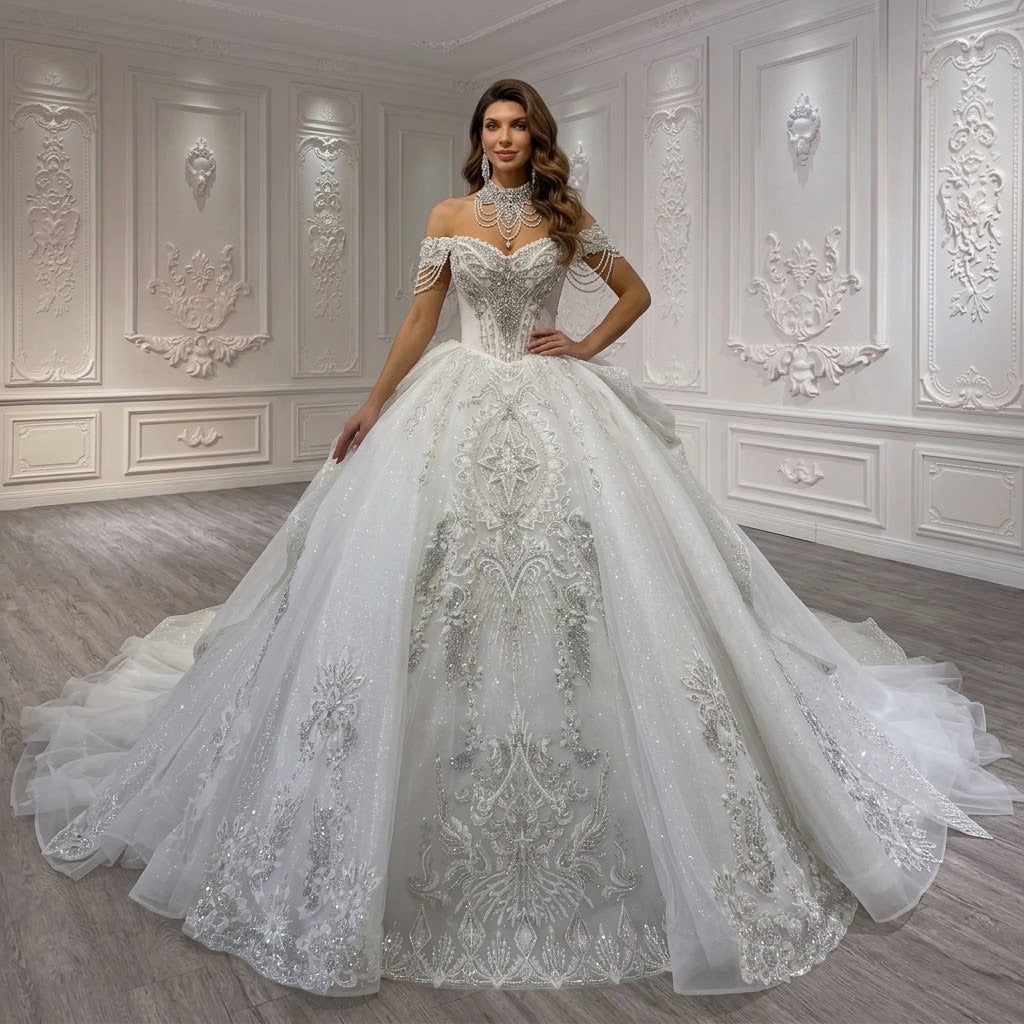 ChicSew Luxurious Off Shoulder Ball Gown Wedding Dress
