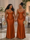 ChicSew Sweetheart Lace Appliques Mermaid Soft Satin Maxi Bridesmaid Dresses With Boning
