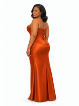 ChicSew Sweetheart Lace Appliques Mermaid Soft Satin Maxi Bridesmaid Dresses With Boning
