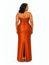 ChicSew Sweetheart Lace Appliques Mermaid Soft Satin Maxi Bridesmaid Dresses With Boning