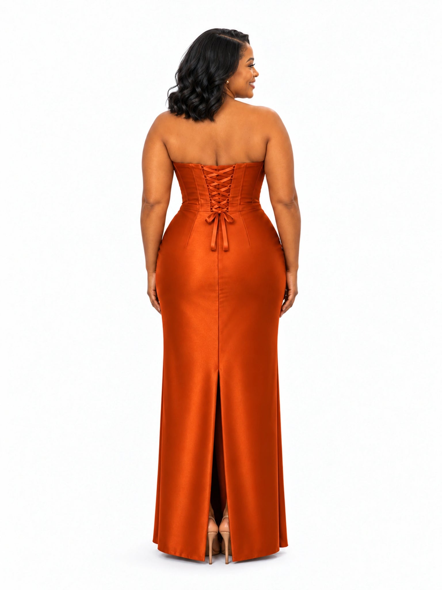 ChicSew Sweetheart Lace Appliques Mermaid Soft Satin Maxi Bridesmaid Dresses With Boning