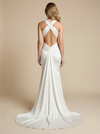 Mermaid Halter V-Neck Ruched Maxi Long Satin Wedding Dresses Online