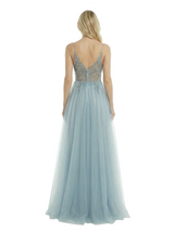 ChicSew Sexy See Through V-Neck Sleeveless Beaded Side Slit A-Line Floor Length Prom Dress