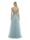 ChicSew Sexy See Through V-Neck Sleeveless Beaded Side Slit A-Line Floor Length Prom Dress