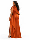 ChicSew Unique Rhinestone Soft Satin Long Mermaid Bridesmaid Dresses With Slit