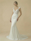 Mermaid Spaghetti Straps V-Neck Maxi Long Lace And Satin Wedding Dresses Online