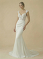 Mermaid Spaghetti Straps V-Neck Maxi Long Lace And Satin Wedding Dresses Online