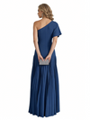 Elegant One Shoulder Flutter Sleeve Chiffon A-line Long Mother of The Bride Dresses
