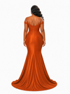 ChicSew Sweetheart Off Shoulder Lace Appliques Mermaid Soft Satin Maxi Bridesmaid Dresses