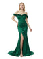 Beautiful Off Shoulder  Boning  Prom Dress with 3D Floral Appliques and High Slit