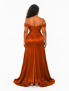 ChicSew Sexy Off Shoulder Side Slit Mermaid Soft Satin Floor-Length Bridesmaid Dresses