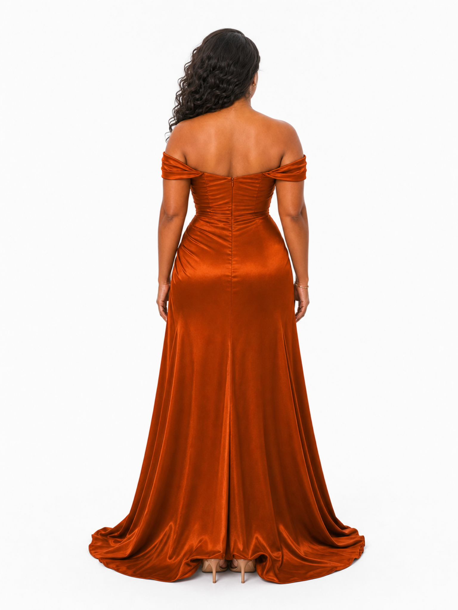 ChicSew Sexy Off Shoulder Side Slit Mermaid Soft Satin Floor-Length Bridesmaid Dresses