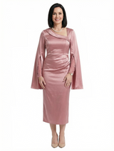 Chicsew Vintage Asymmetric Long Sleeves With Lace Satin Mermaid Mother of The Bride Dress