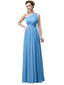 A-Line Chiffon One Shoulder Floor-Length Long Bridesmaid Dresses With Beads In Stock