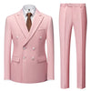 Pink Casual Men's Suit Slim Fit Double Breasted 2 Piece Business Tuxedos CN483