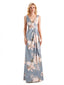 Beautiful Mermaid V-Neck Floral Satin Maxi Floral Formal Dresses For Women
