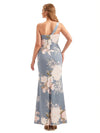 Beautiful One Shoulder Side Slit Mermaid Floral Satin Maxi Floral Formal Dresses For Women