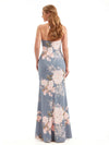 Beautiful Halter Side Slit Mermaid Floral Satin Maxi Floral Formal Dresses For Women